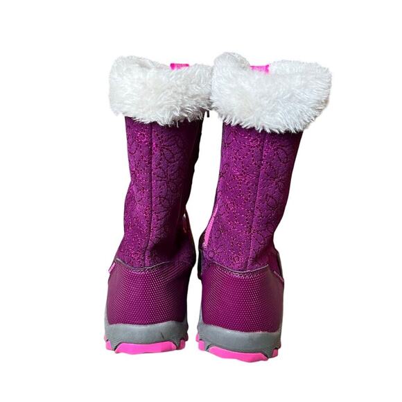 M.A.P Sequoia Girls Winter Snow Boot, Gray Dark Pink, Size 1, Leather Waterproof - Picture 3 of 9